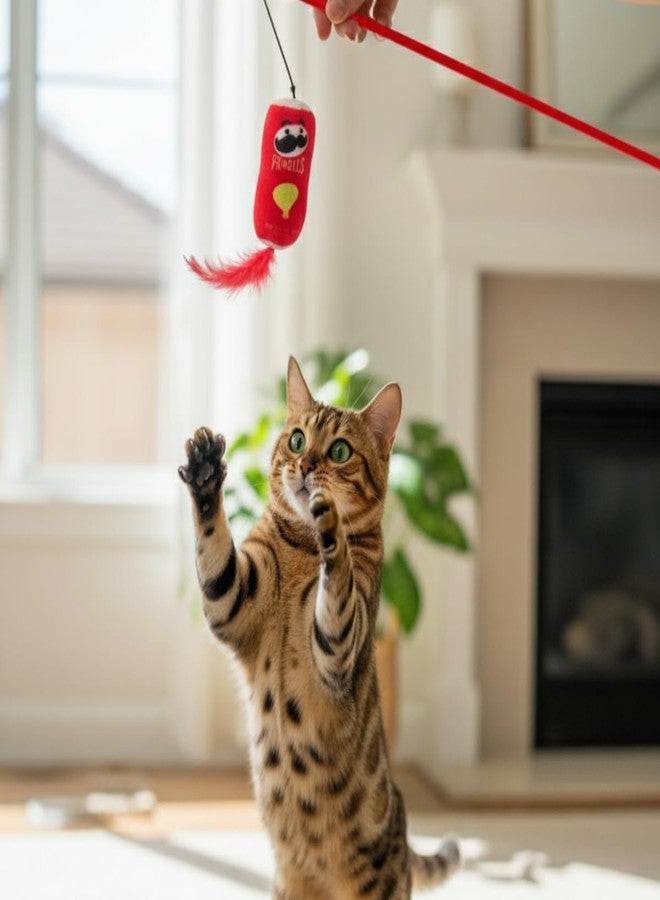 إيولو لعبة عصا برينجلز للقطط من إيولو | لعبة قطيفة بذيل من الريش | لعبة تفاعلية للقطط | وقت لعب ممتع وآمن وجذاب (أزرق) - Image 5